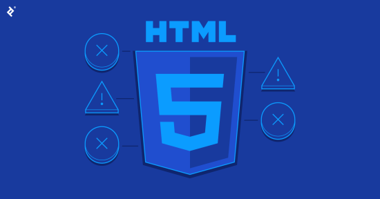 An illustration of a laptop with code on its screen, showcasing the power of HTML5 in web development. The laptop is surrounded by various web elements like buttons, links, and images, symbolizing the versatility and creativity that HTML5 offers to create captivating and interactive web pages.