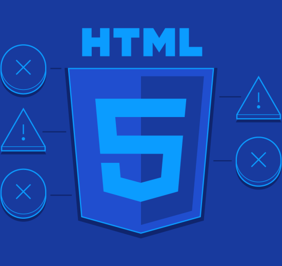 An illustration of a laptop with code on its screen, showcasing the power of HTML5 in web development. The laptop is surrounded by various web elements like buttons, links, and images, symbolizing the versatility and creativity that HTML5 offers to create captivating and interactive web pages.