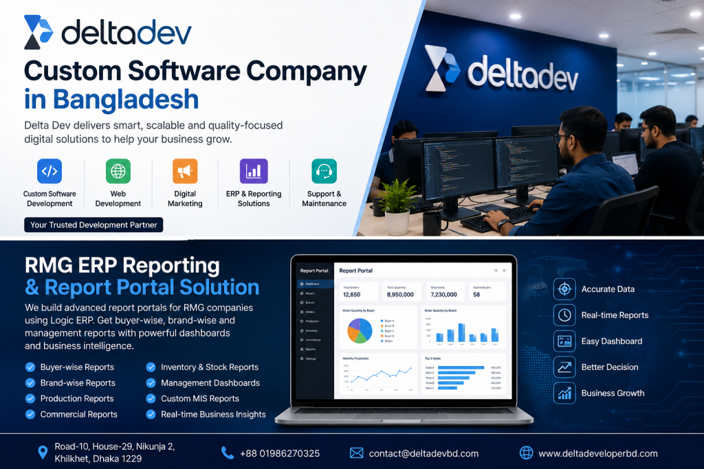 Delta Dev software development and RMG ERP reporting services